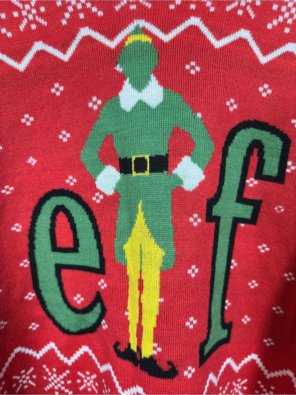NWT Elf The Movie Ugly Christmas Sweater Red Fair Isle Buddy XL Holiday Buddy